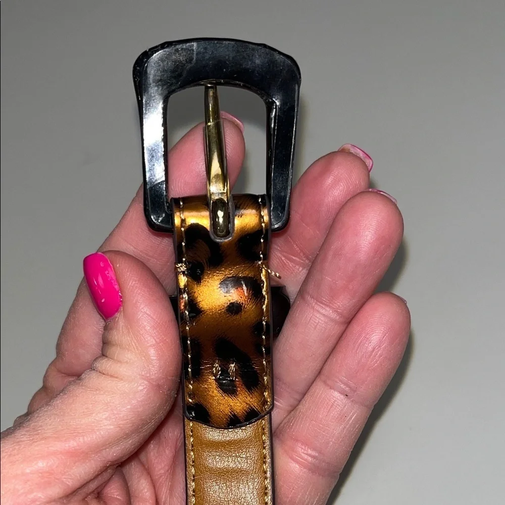 Chaps Tan foil back ground animal print Belt size XL